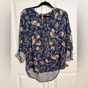 Navy Floral Women's Blouse